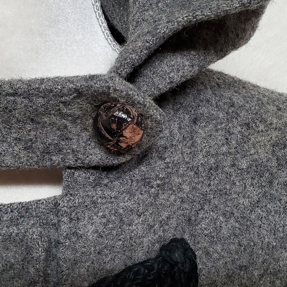 RARE Vintage 1970s Woolrich Woman Gray Wool Hooded Toggle Button Trenchcoat L - Picture 16 of 16